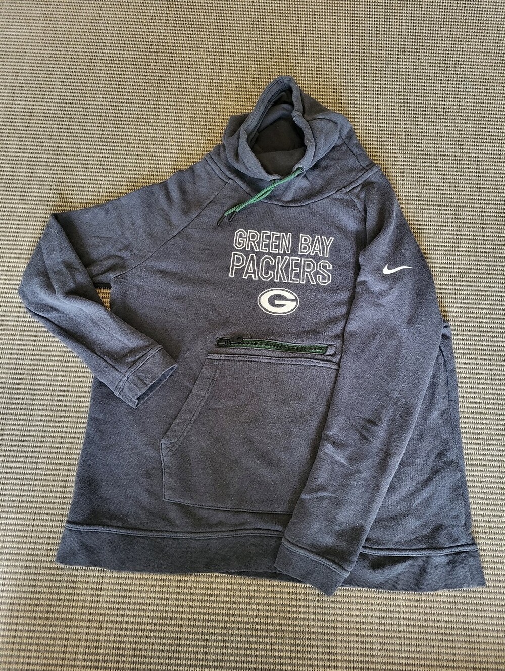 Nike Green Bay Packers Hoodie Sweatshirt Medium Charcoal Gray NFL Fleece Go Pack